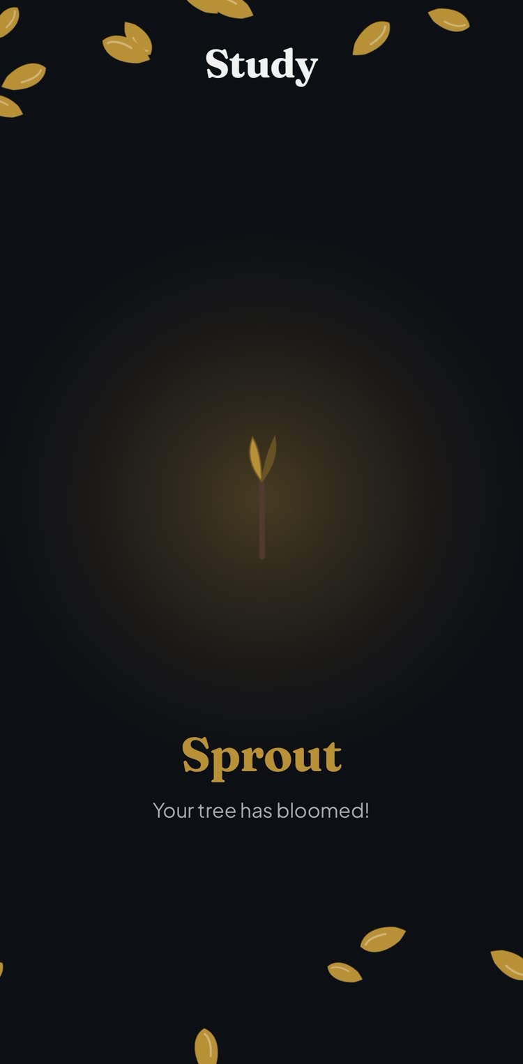 A tree growing through its stages in the JustGoBloom app