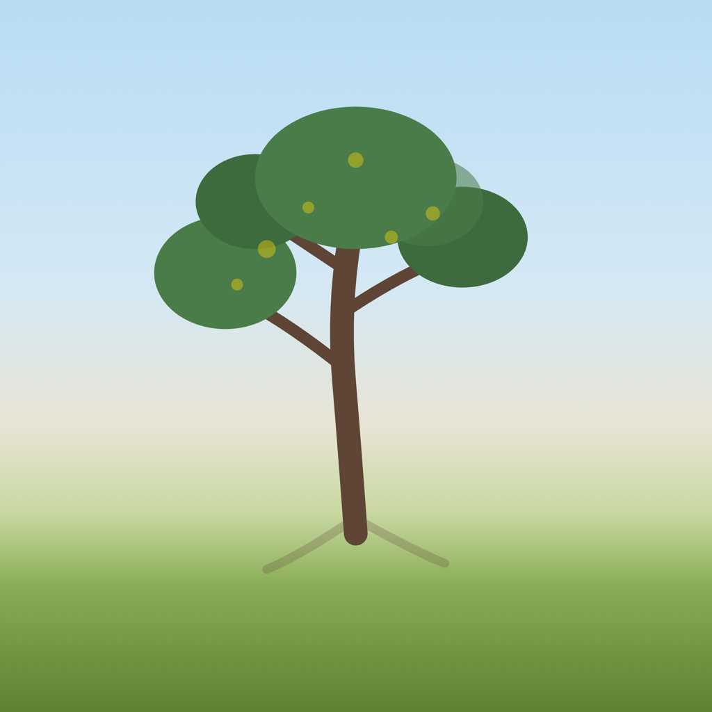 The JustGoBloom app icon, a tree against sky and grass