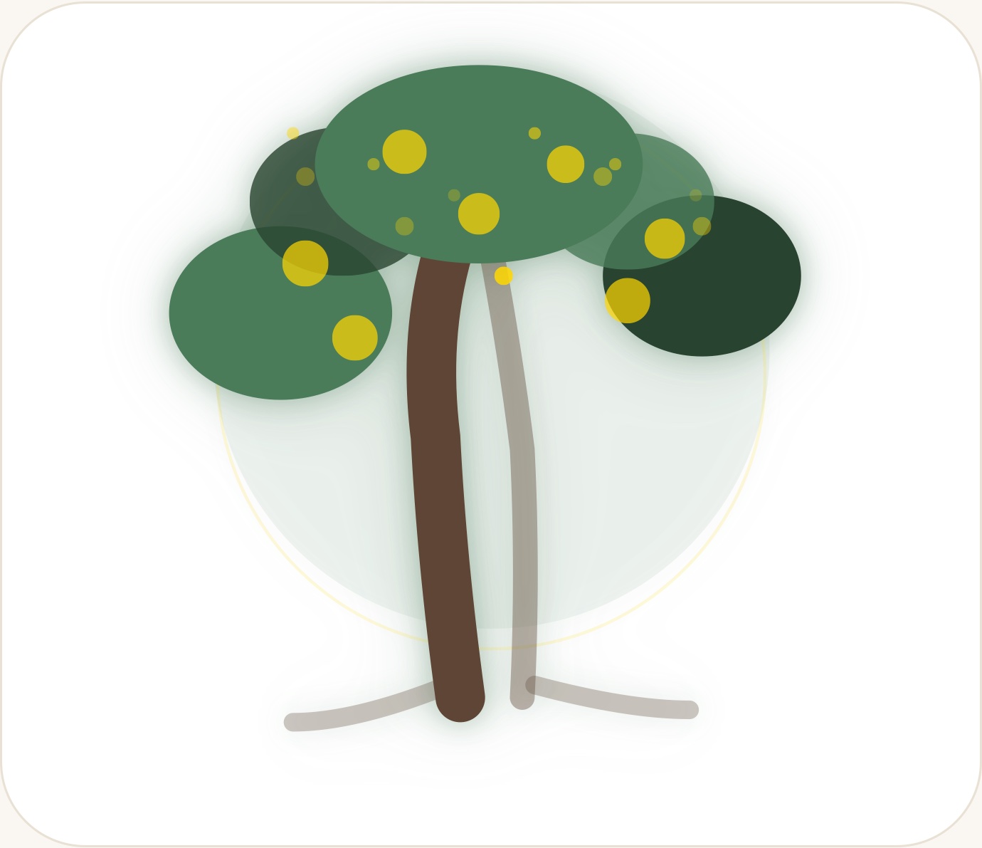 The Evergreen tree in JustGoBloom, shown fully grown